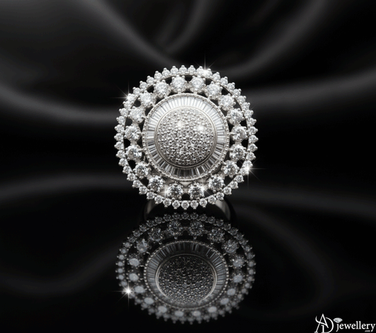 Imperial Sunburst Baguette & Round Cut Cocktail Ring