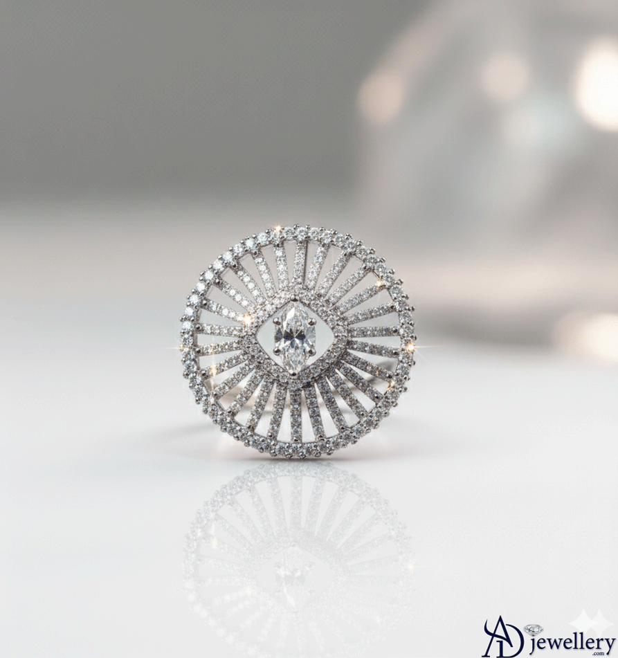 Diamond Sunburst Cocktail Ring