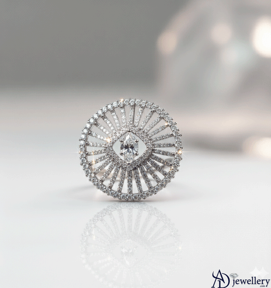 Diamond Sunburst Cocktail Ring