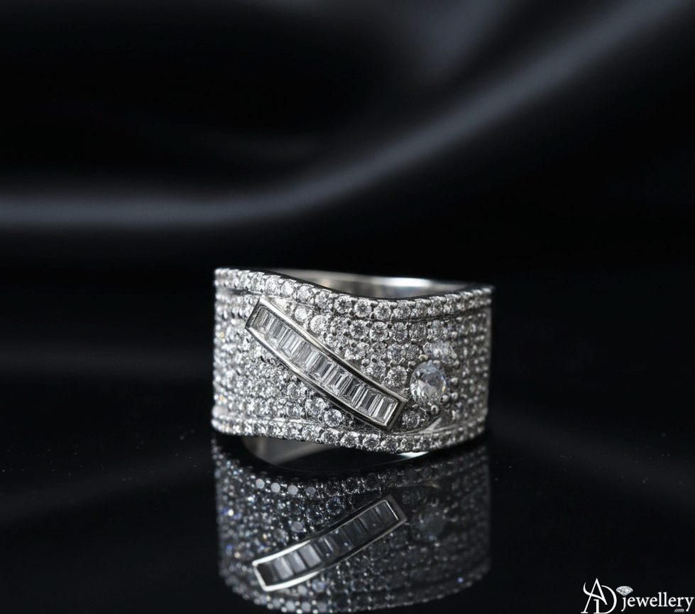 Glimmering Cascade Diamond Statement Ring