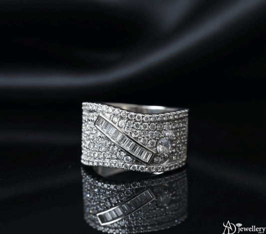 Glimmering Cascade Diamond Statement Ring