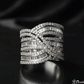 Multi-Row Criss-Cross Diamond Ring