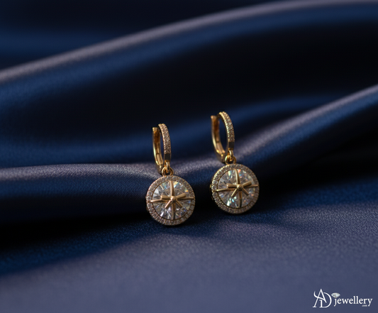 Gilded Starlight Halo Drop Earrings