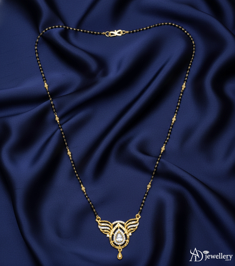 Gold-Plated Mangalsutra with a Teardrop Pendant