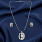 Oval Halo Cubic Zirconia Pendant and Stud Earring Set