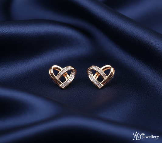 Rose Petal Heart Stud Earrings