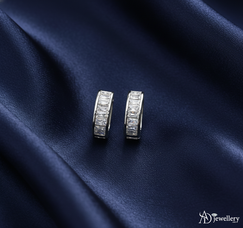 Starlight Cascade Diamond Studded Hoop Earrings