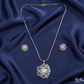 Stella Blossom Rhodium-Plated Pendant Set