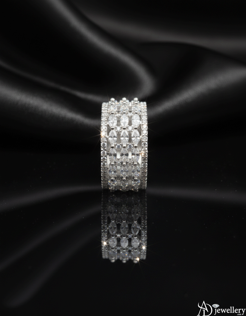 Three-Row Pave Diamond Ring