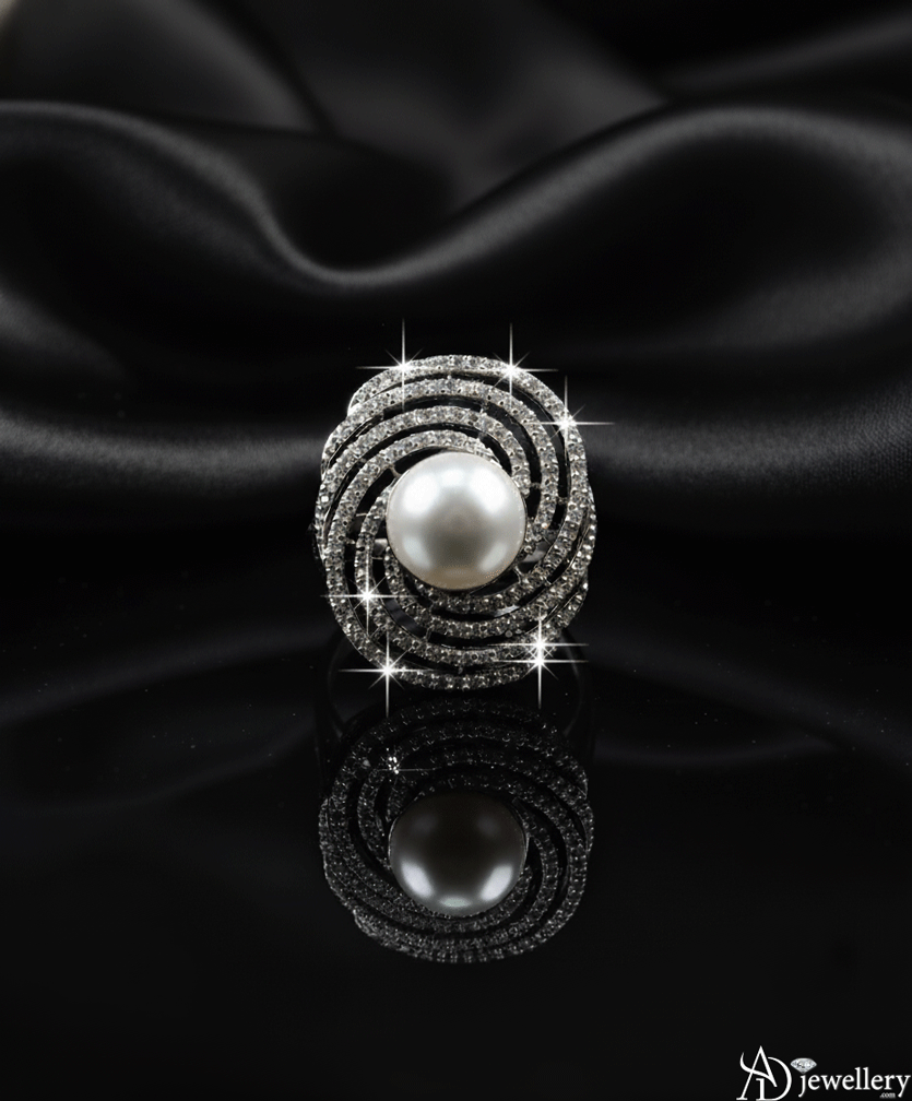 Cosmic Swirl Pearl Ring