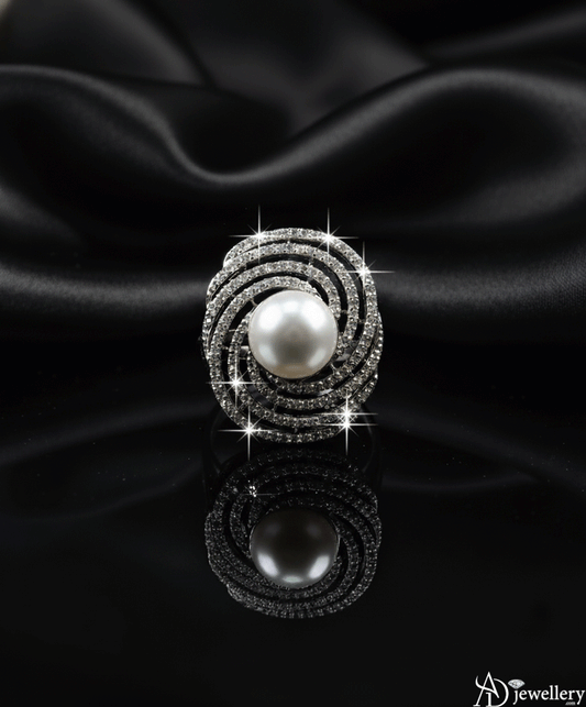 Cosmic Swirl Pearl Ring
